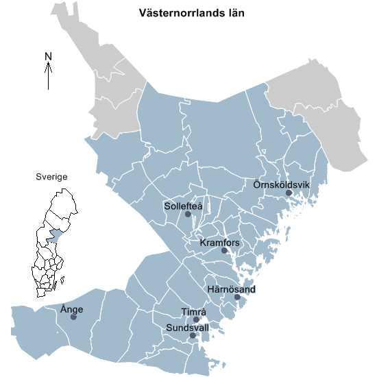 Karta Västernorrland Städer